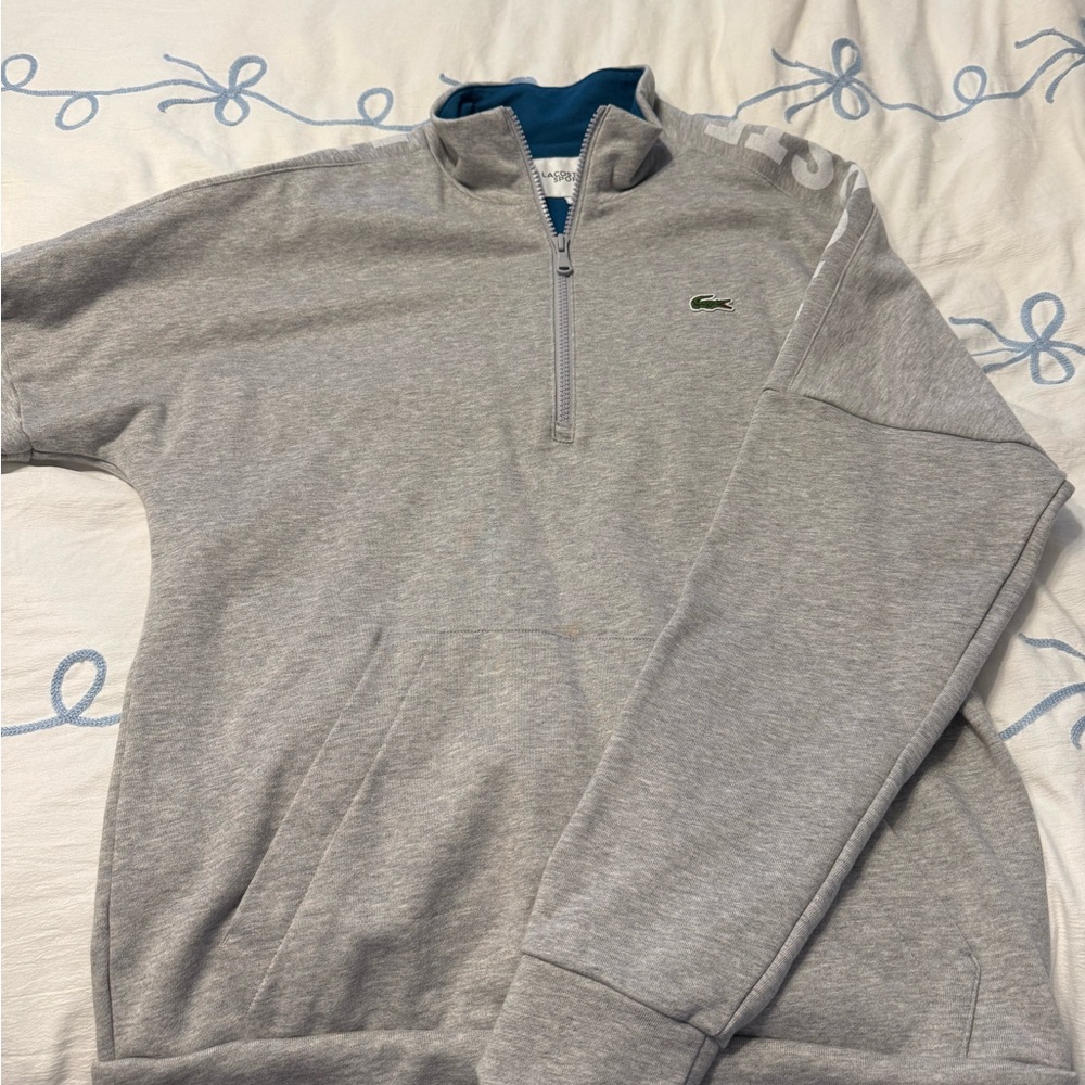 Lacoste Men's Light Gray Zip-Up Sweater
